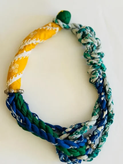 Handmade Beaded Fabric Necklace: Embroidered Boho Jewelry